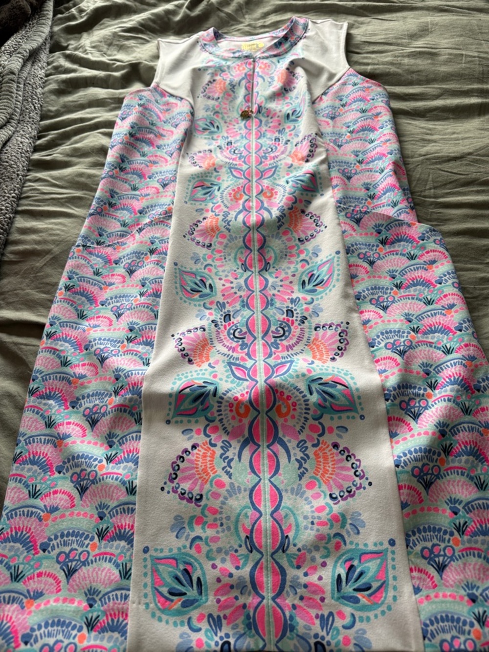 Lilly Pulitzer Pink, Teal & White Floral Print Scuba Dress